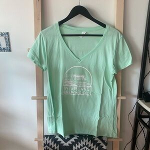 Interlake Brewing Co. Mint Green V-Neck Tee